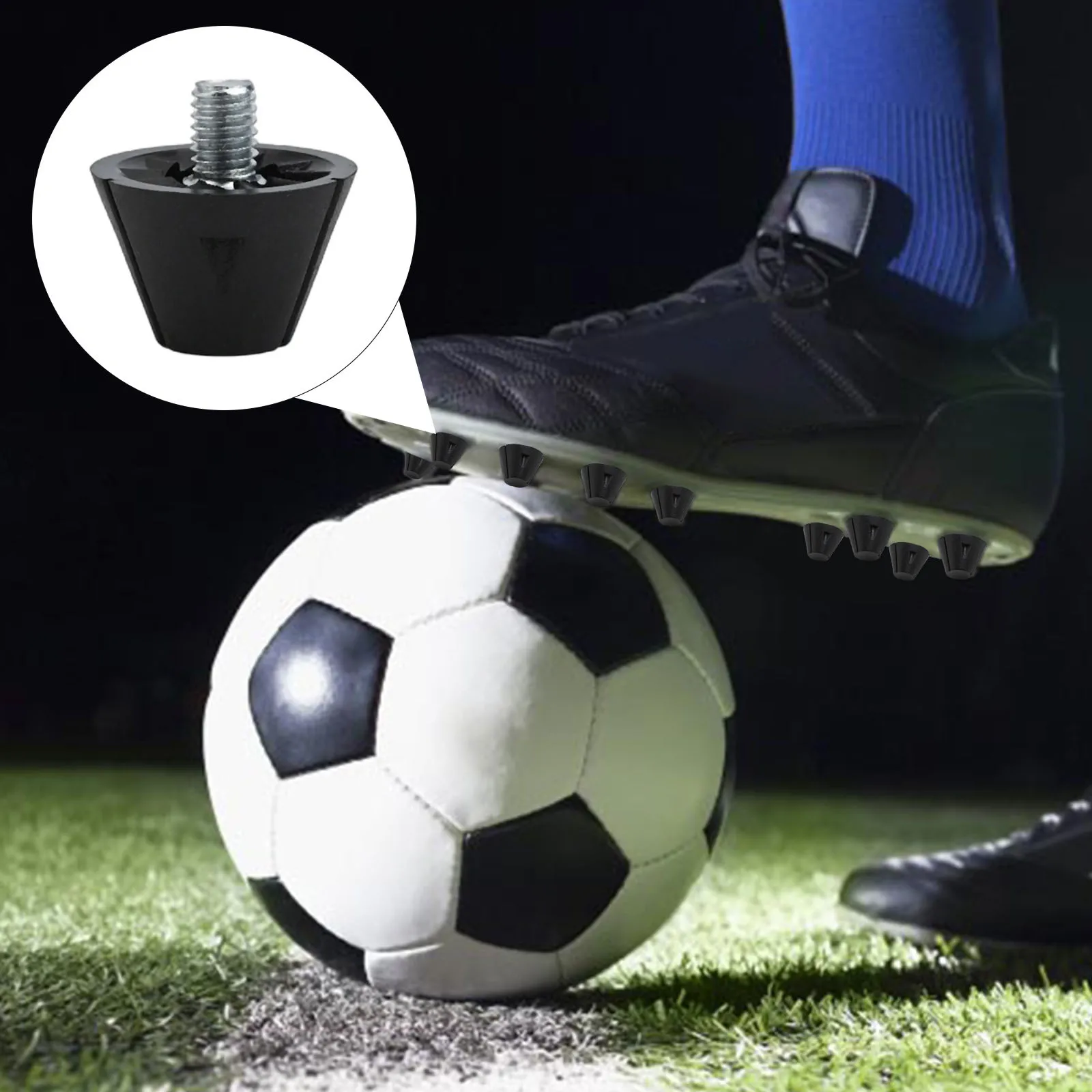 12 ชิ้นรองเท้าฟุตบอลพลาสติกเปลี่ยนกระดุมสีดําเปลี่ยนรองเท้ากระดุมฟุตบอลฟุตบอลกระดุมเปลี่ยนชิ้นส่วน