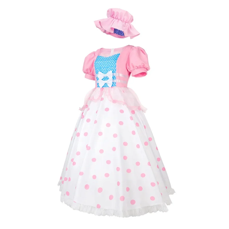 Toys shepdess baby cosplay costume women pink dress hat full set Bopeep role play disguise suit Halloween Carnival party