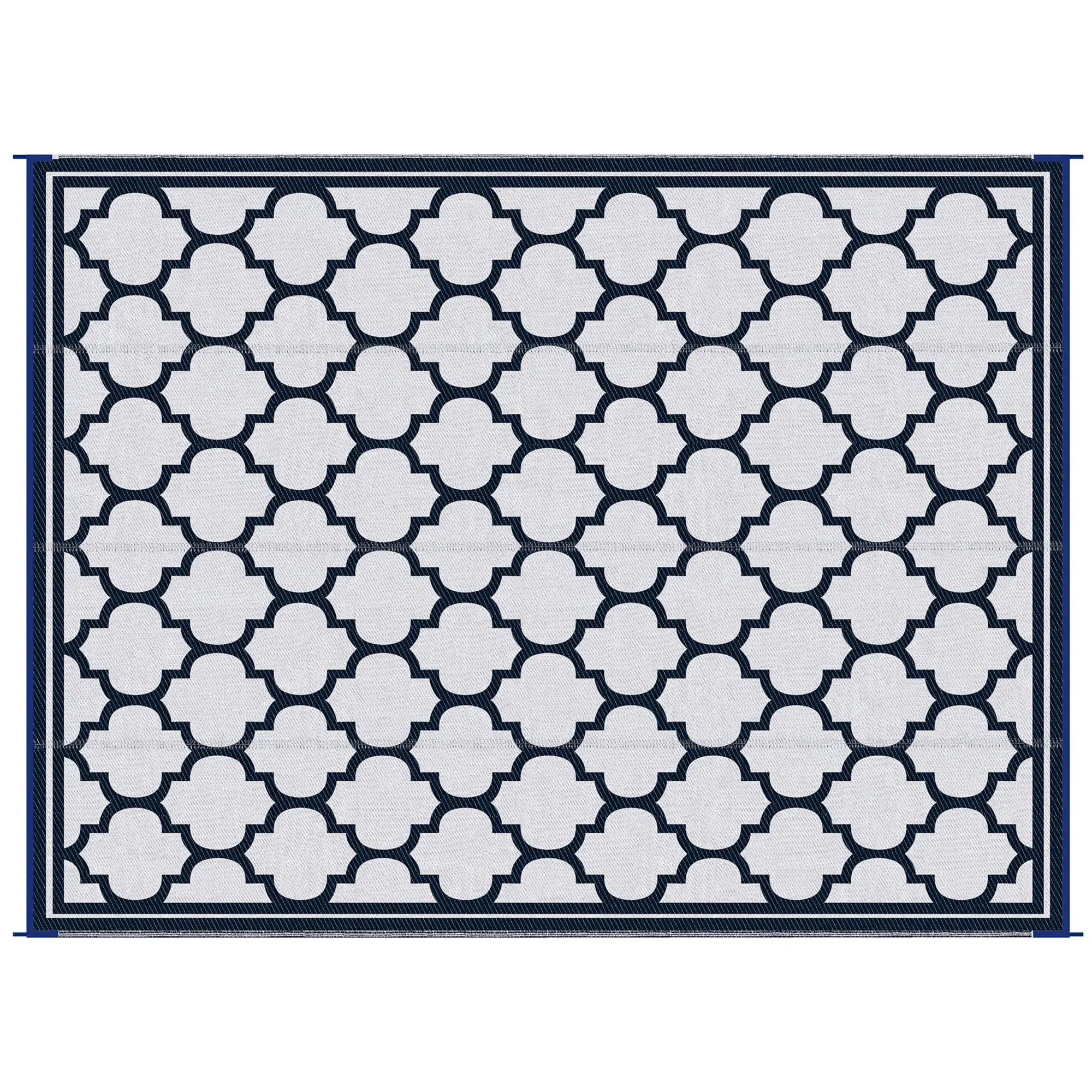 

For 9'x12' Reversible Outdoor RV Rug, Patio Floor Mat, Plastic Straw Rug for Backyard, Deck, Beach, Camping, Dark Blue