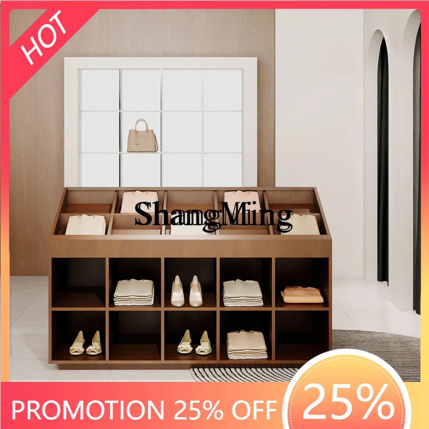 

FG good-looking clothing store display jewelry cabinet light luxury high-grade walnut storage cabinet