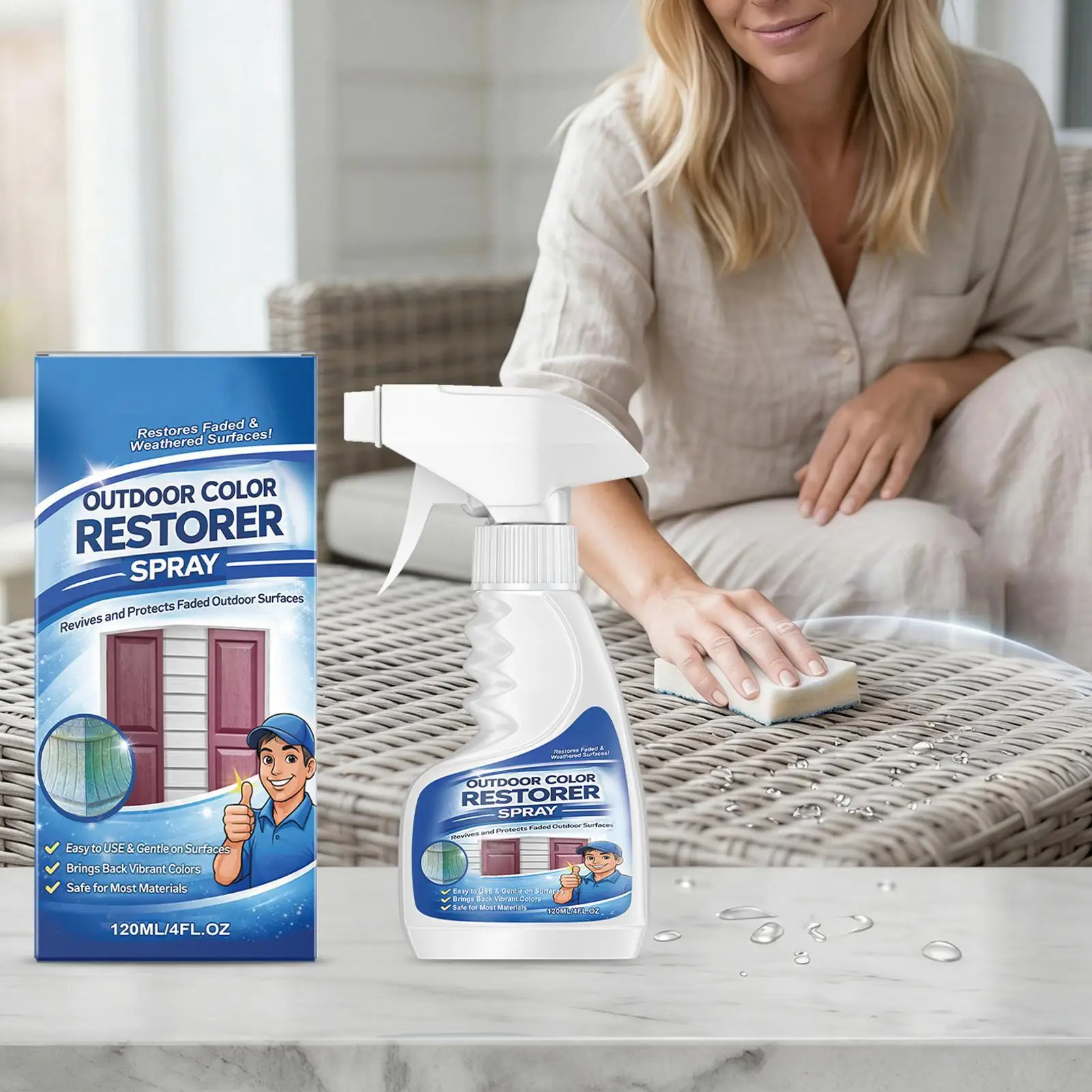 Outdoor Restorer 120ml Universal Furniture Restoration Solution Color Protectant Spray Car Trim Fabric Tent Multisurface Renew