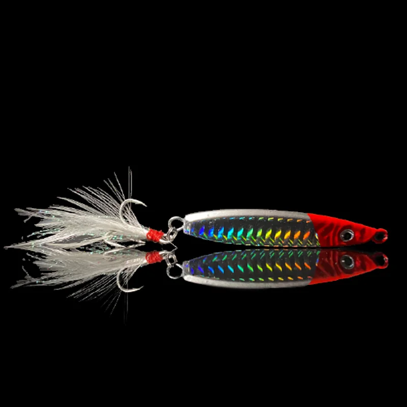 

Red head and silver body outdoor fishing Tool Carbon Metal Jig Lure of Minnow Sinking Colorful Fast Sinking Metal Jig Bait Bass