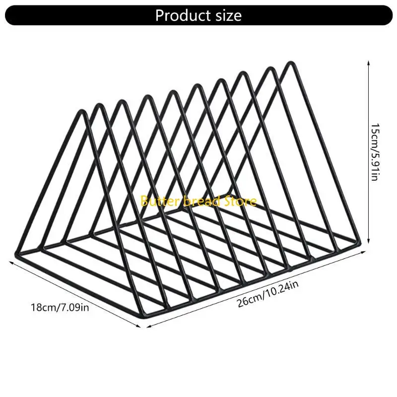 W89C Triangular Metal Book End 9 Compartments Desk Book Organizers Magazine Rack