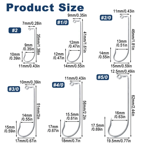 Imagen 2 del producto 100 Uds. Anzuelo de pesca de 90 grados, vástago Extra largo, anzuelo Albardeen, para plantillas de natación, lubina de agua salada, trucha, Walleye # 2- # 5/0