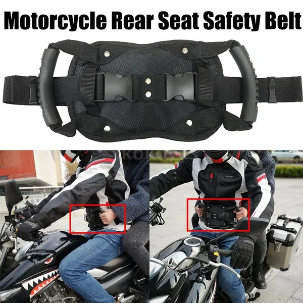 Universal Motorcycle Safety Belt Motocross Rear Seat Passenger Grasp Armrest Handle Non-slip Waistband Strap Oxford Cloth