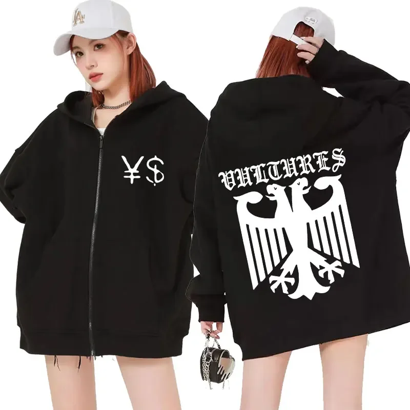 

Kanye West Ye Ty Dolla Sign YS Vultures Zip Up Hoodie Men Women Retro Style Hip Hop Rap Zipper Hooded Harajuku Jacket Sweatshirt