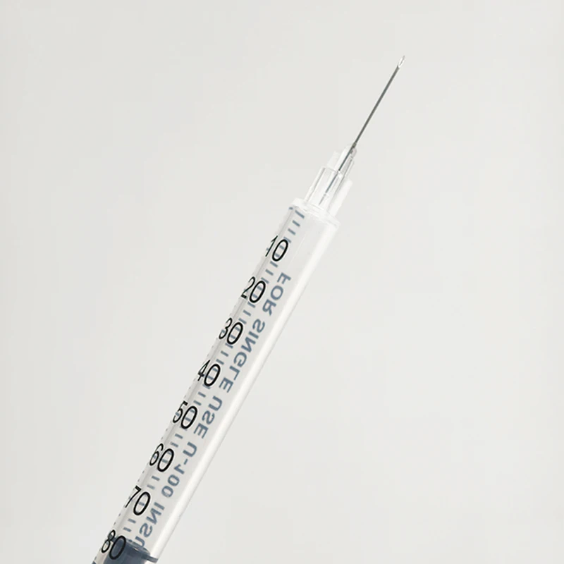 100 Stück 1ml/cc 30G 8mm sterile Einweg-Insulinspritzen in Orange mit 5/16-Zoll-Nadel, einzeln verpackt, zum Füttern von Haustieren – Detail 4