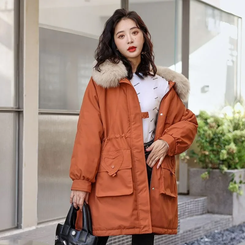 Extra Large Parker Down Coat Women's Mid Length 2023 New Fat Mm 200 Jin Plus Fat Waist Show Thin Fur Collar Coat Winter