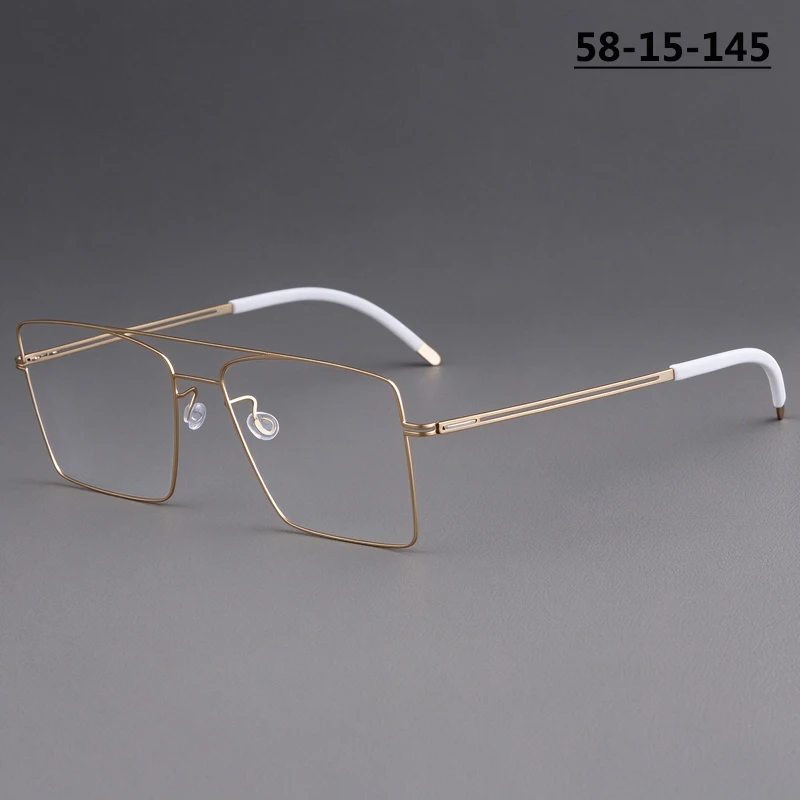 Large Square Glasses Frame Double-beam Men Women Titanium Screwless Design Eyeglasses Fashion Pilot Big Face Spectacles Eyewear