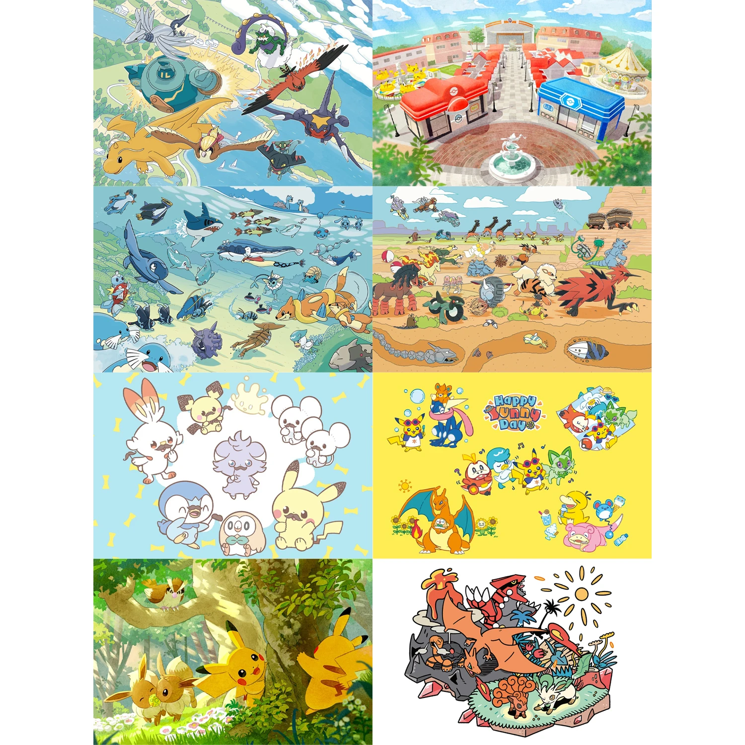 

11 Models 600*350*2mm Diy Pokemon Playmat - Pikachu Eevee Charizard Garchomp Kyogre PTCG Battle Card Ma T Animation Gift