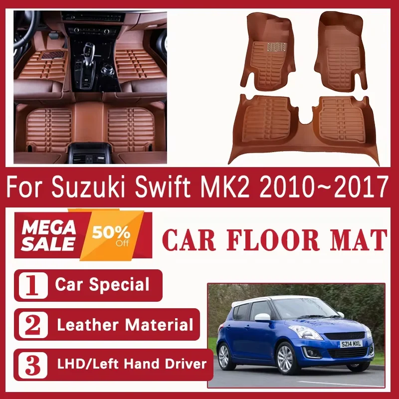 

Автомобильный коврик с левым рулем для Suzuki Swift AZG, автомобильные коврики 2010 2011 2012 2013 2014 2015 2017, 5 дверей, чехлы для ног, накладки, автоаксессуары