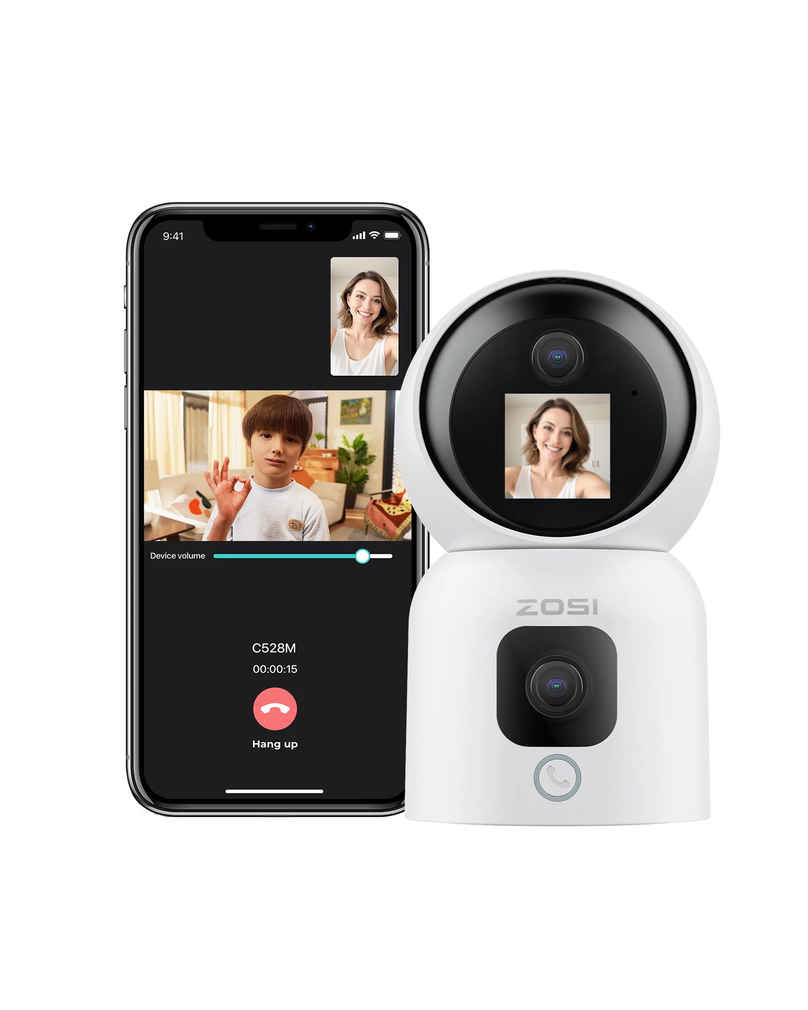 C528 Indoor Dual Lens Dual Screen WiFi Camera 3MP+3MP Auto Human Tracking Two Way Audio Color Night Vision AI Detection Home Sur