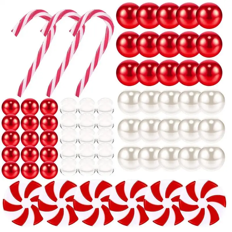 Christmas Vase Filler White And Red Candy Cane Pearl Water Gels Beads Floating Candles For Home Christmas Floating Pearls Filler