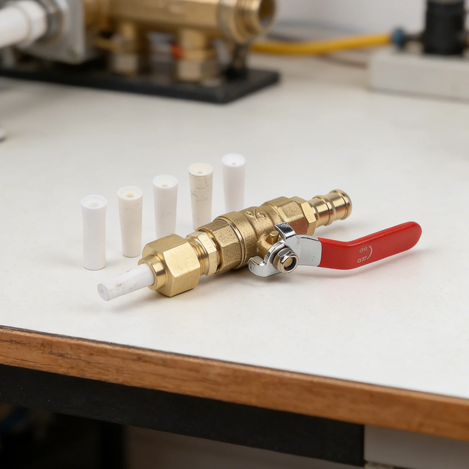 Workshop Sandblasting Gas Kit with Cast Brass Ball Valve and 5 High Hardness Ceramic Nozzles for Rust Cleaning