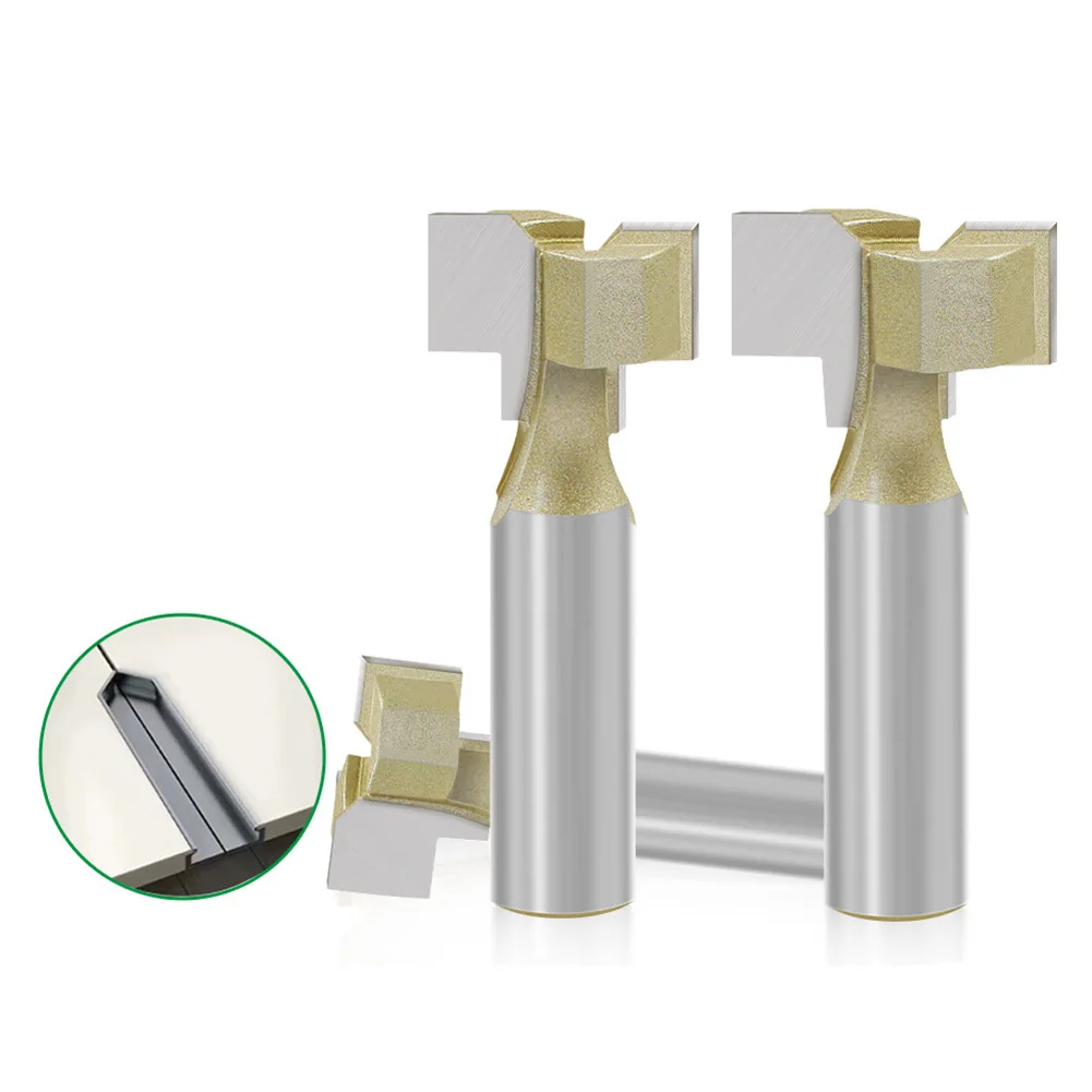 

Router bit T slot milling cutter 12 7mm shank gold silver alloy steel 62mm size for wood artificial boards furniture use