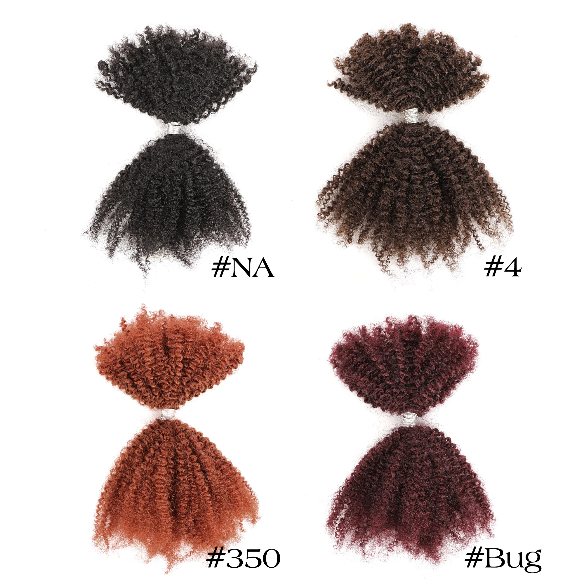 AHVAST 350 color afro kinky hair bulk 4c texture natural human hair brazilian remy human hair bundles
