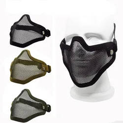 Máscara protectora de camuflaje para caza al aire libre, malla metálica, táctica, ejército, Airsoft, 4 colores, seguridad deportiva