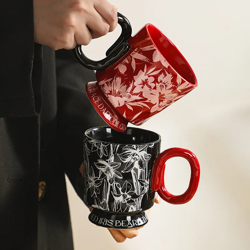 

Винтажная керамическая высокая кружка, кофейная чашка для домашнего офиса, пара, завтрак, чай, питьевой