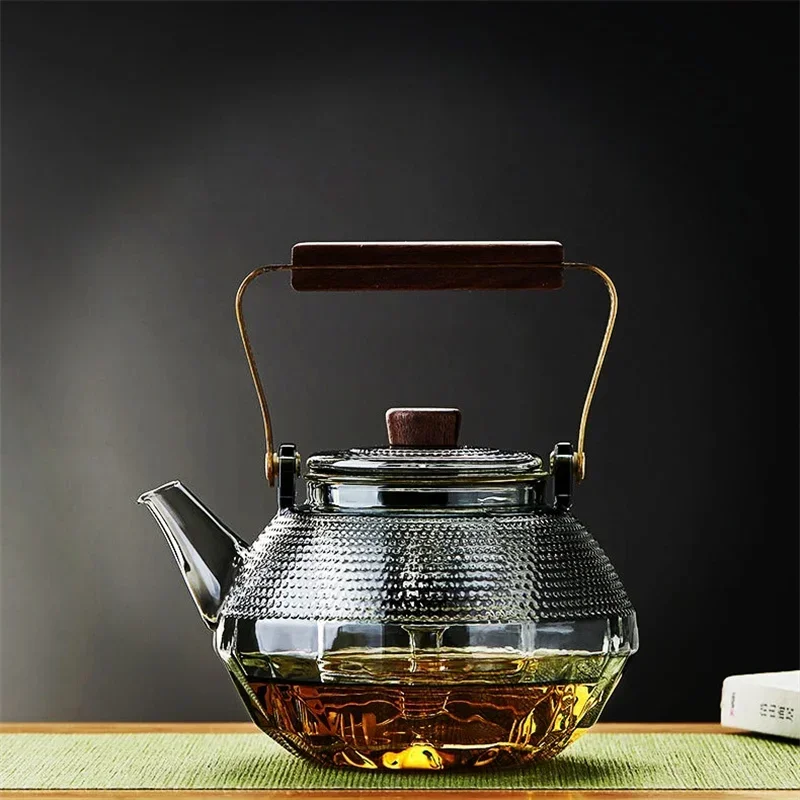 1140ML High Borosilicate Heat-resistant Glass Teapot With Strainer Infuser Filter Steaming and Boiling Puer Lifting Beam Tea Pot