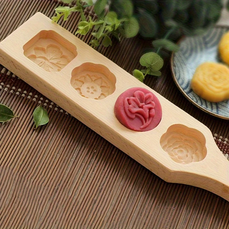 Wooden Cookie Molds for Baking Moon Cake,Molder Cookie,Chinese Mooncake Mold,Flowers Cookie Stamp,For Muffin,Chocolate,Pie