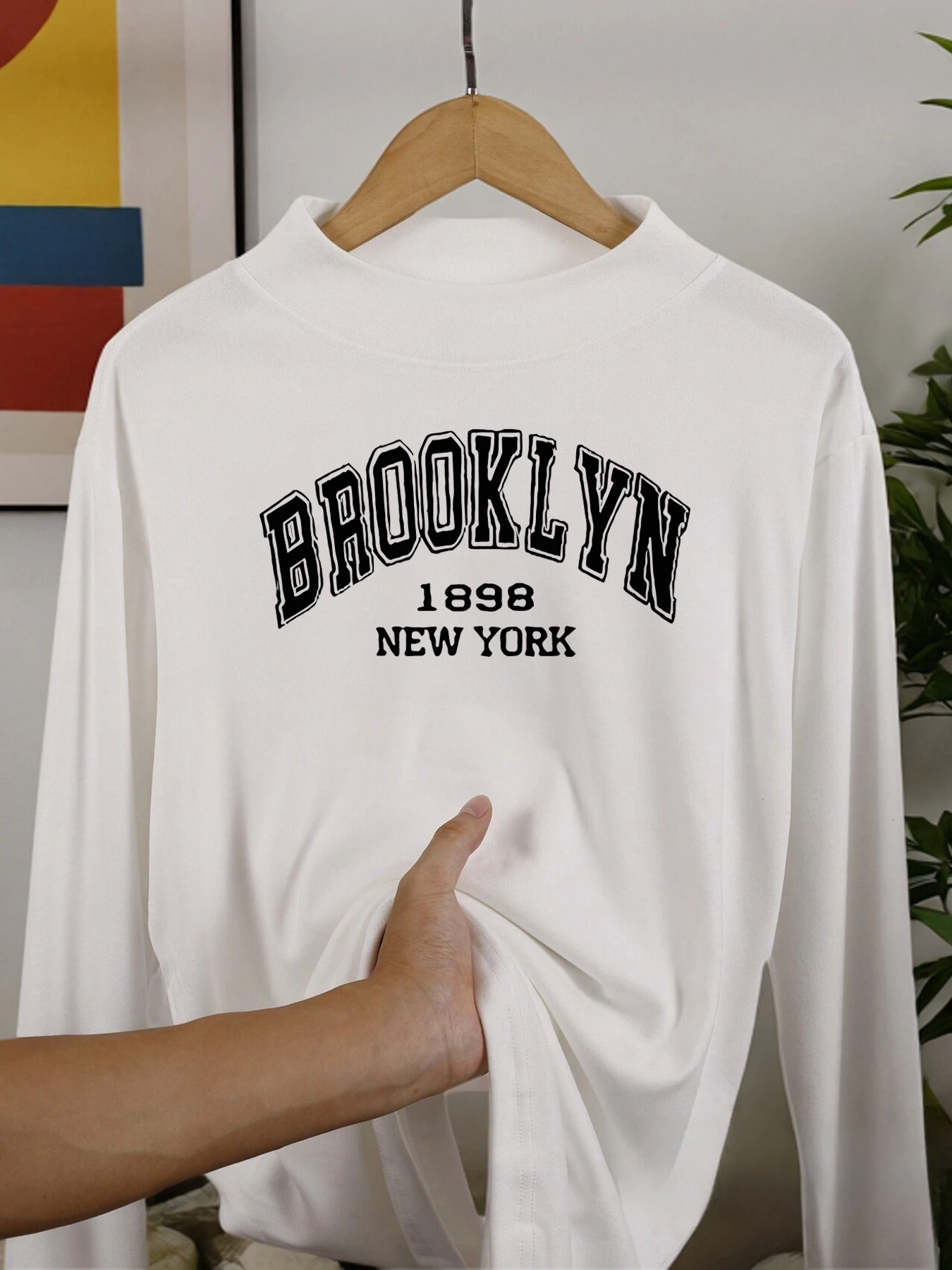 Brooklyn New York 1898 camisas de manga larga Casual moda Tops invierno terciopelo polar camisa cálida cuello medio ropa gruesa
