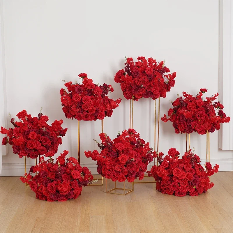 Red Hydrangea Flower Ball Artificial Arrangement for Wedding Centerpieces Table Decor Banquet Events And Party Props