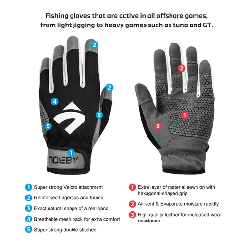 Imagen 2 del producto Noeby guantes de pesca guante de Jigging en alta mar antideslizante dedo completo resistente al corte al aire libre Anti-UV fundición guantes para deportes de pesca