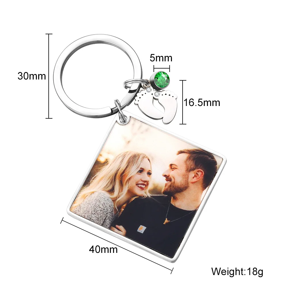 2023 Romantic Personalized Couple Photo Keychain Custom Picture Anniversary Date Calender Keychain Valentine Days Jewelry Gifts