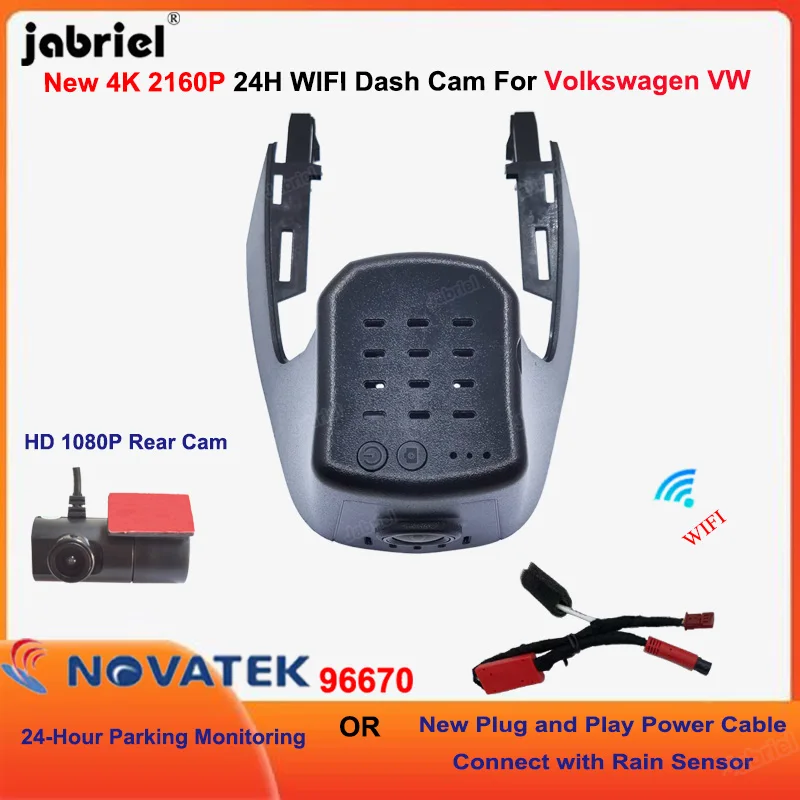 DVR de carro UHD 4K para Volkswagen Touareg, Passat T Roc dianteiro e traseiro Dash Cam, VW Touareg Passat T Roc, 2018, 2019, 2020, 2021, 2022