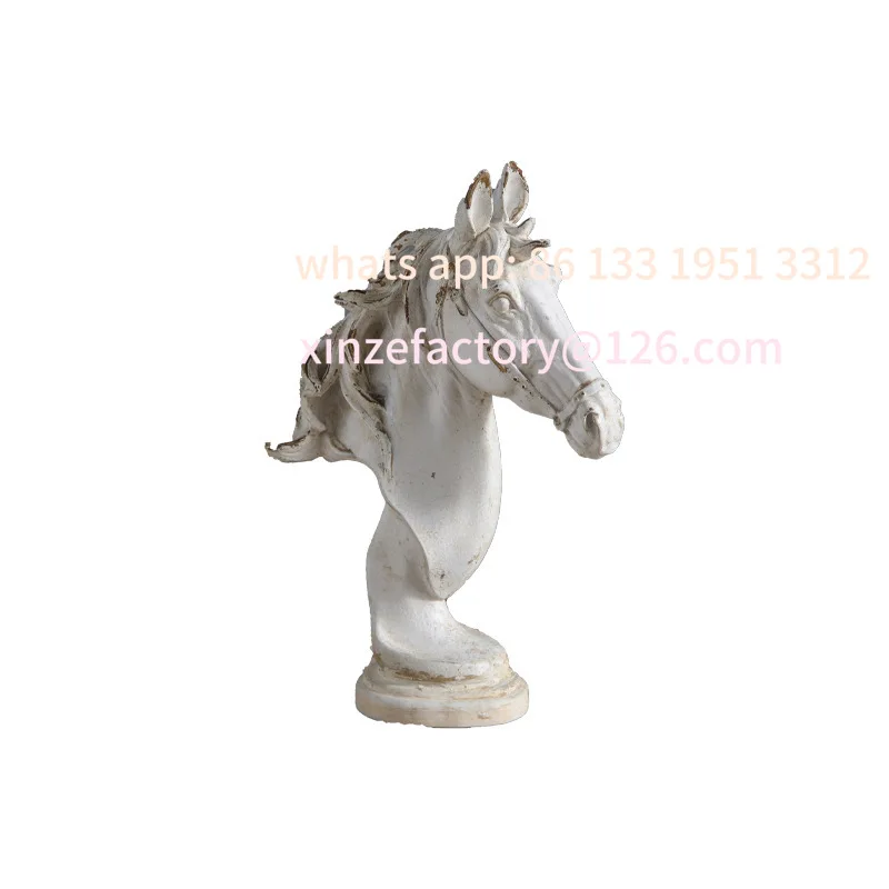 

French retro creative entrance ornament horse head resin handicraft living room TV cabinet decoration