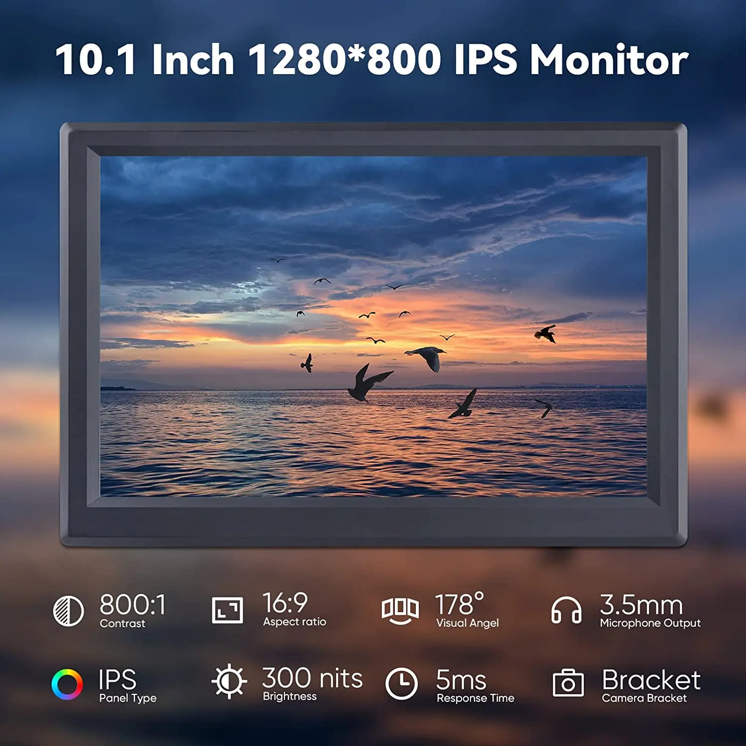 SunFounder 10.1 \'\'IPS Monitor do Raspberry Pi 1280 × 800 przenośny Laptop z tylna obudowa wentylatorem chłodzącym