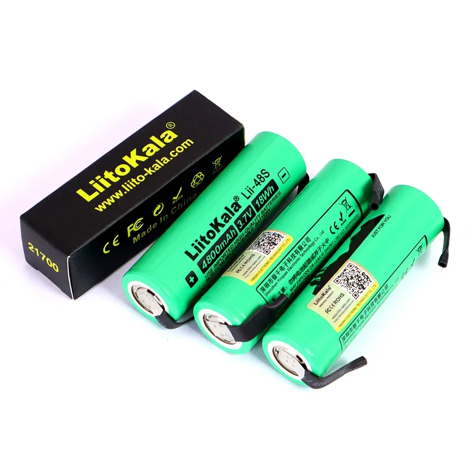 LiitoKala Lii-48S 3.7V 21700 4800mAh li-lon Rechargeable Battery 9.6A power 2C Discharge ternary lithium batteries+DIY Nickel