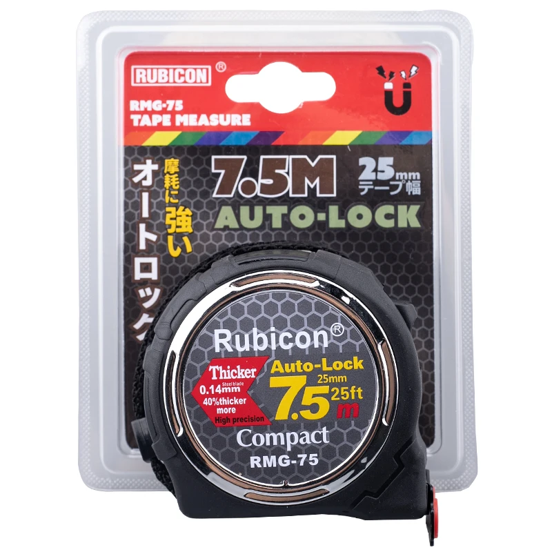 RUBICON Metric/Inch Tape Measure 5/5.5/7.5 M Long Self-Locking Head with Magnetic Measuring Tool