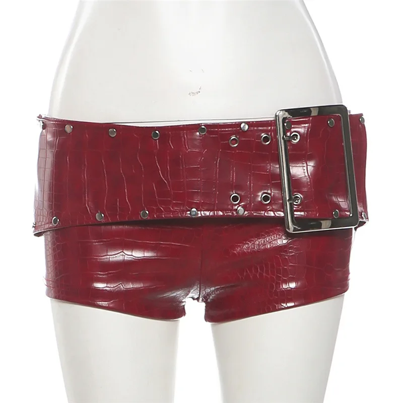 جروميت حزام اعوج بولي Leather الجلود 2 قطعة مجموعة المرأة مثير حمالة غير المتكافئة تانك القمم + السراويل Y2K مطابقة الدعاوى #5