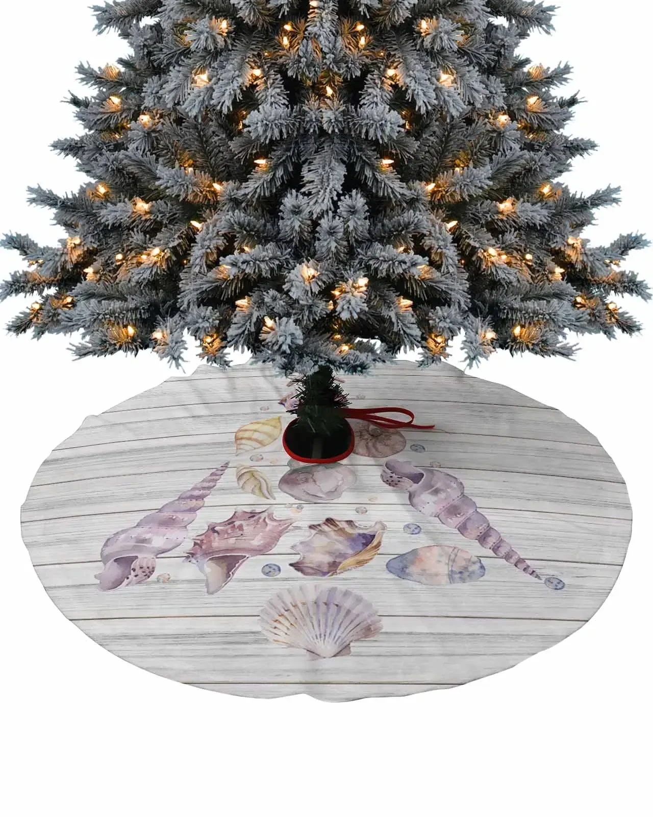 Shell Starfish Conch Skirt Xmas Decorations for Home Supplies Round Christmas Tree  Skirts Base Cover