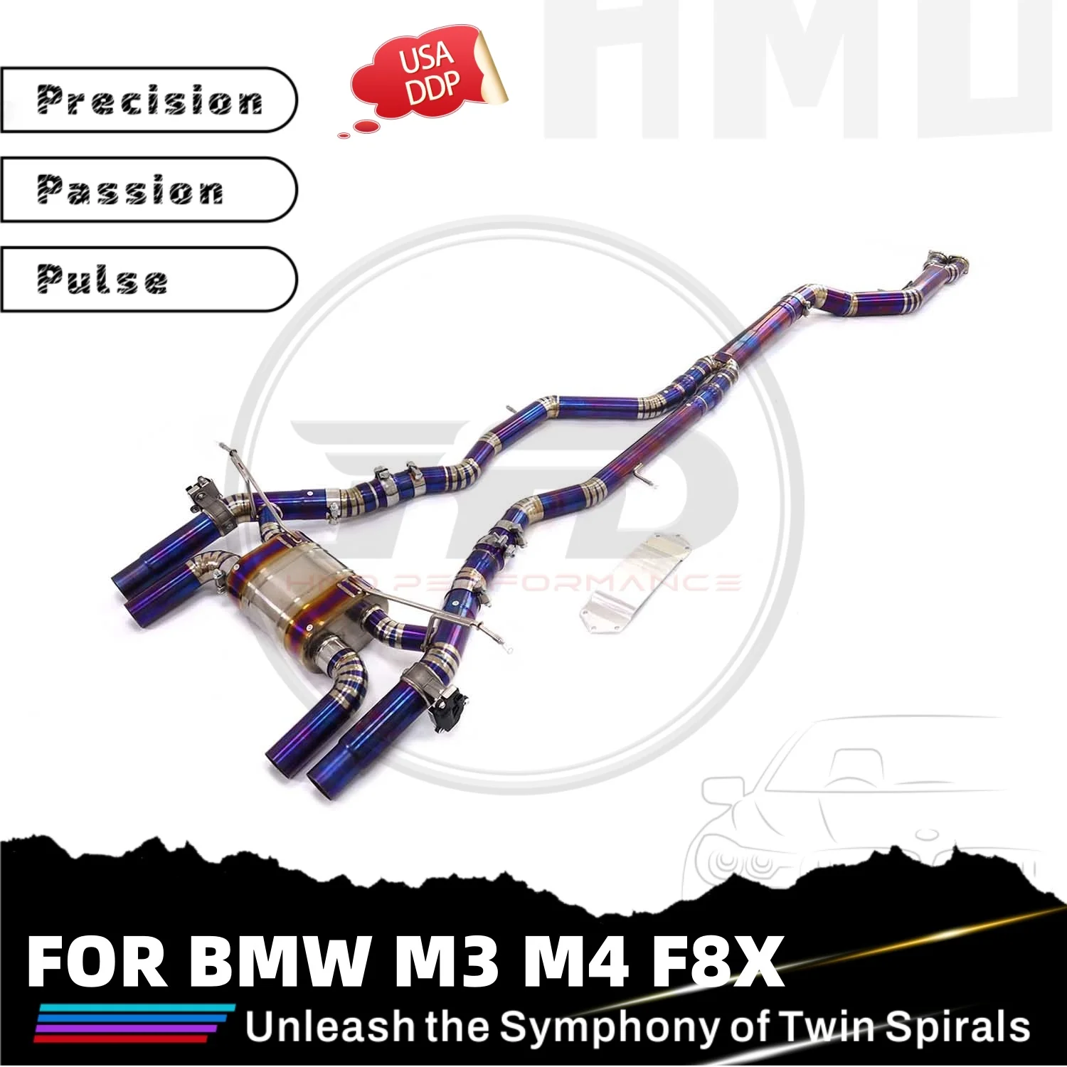 

HMD Hot Sales Catback for BMW M3 M4 F8X Super Craftsmanship Exhaust TC4 Electronic Valve Single Tube Middle Pipe
