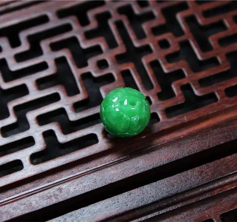 Dried green lotus beads round beads carved with beads