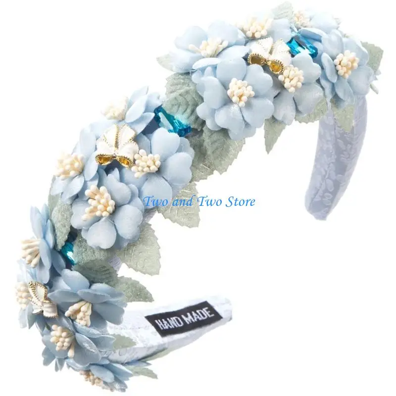 

HX6F Delicate Flower Embellished Hairband Headpiece Casual Headband Party Makeup Fashionable Hair Accessories for Women