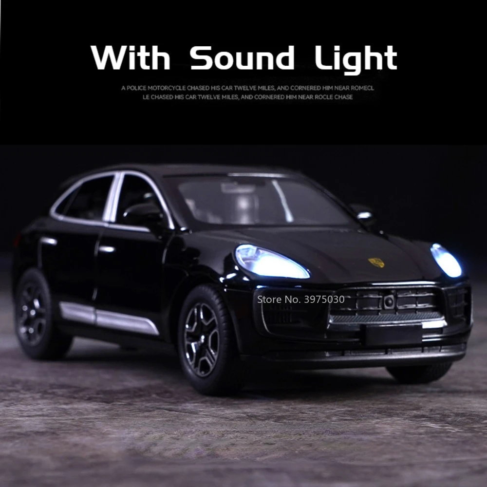 1/32 Macan T SUV Car Model Zinc Alloy Diecast Simulation Toy with Sound Light Pull Back Collecte Decorates Gift for Boy Birthday