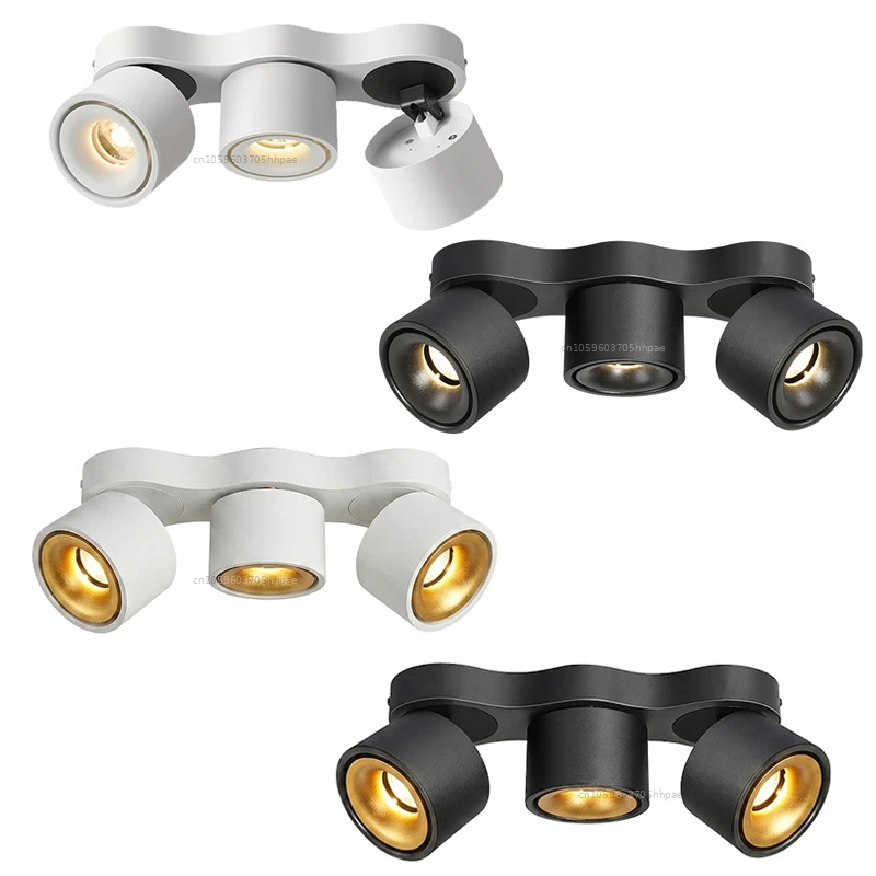 Triple Head Linear LED Spotlight Adjustable Aluminum Ceiling Bar Light Black White Gold for Gallery Kitchen Accent Illumination