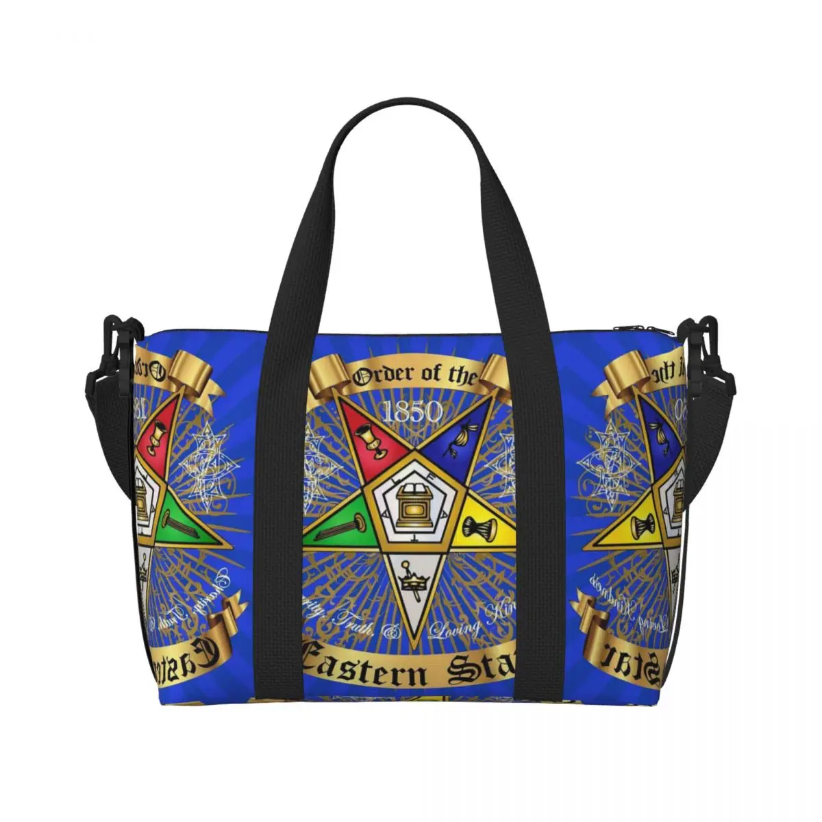 

Изготовленный на заказ восточной звезды Оes Sistar Freemason Art Print OES Tote Bag Женская большая вместительная пляжная дорожная сумка через плечо для спортзала
