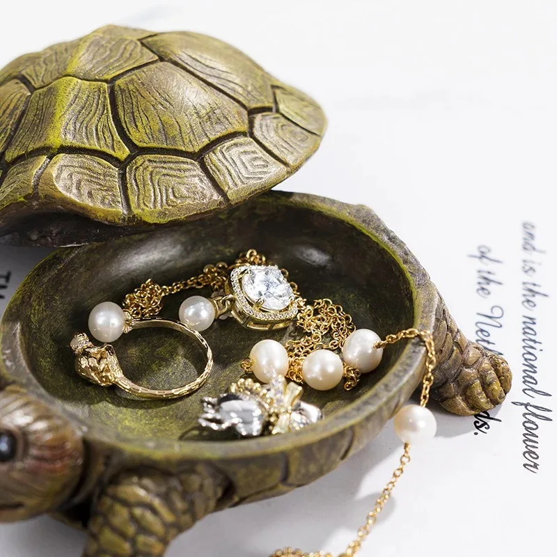 Turtle Hidden  Box Outdoor Garden Decor Figurine Portable Key Container With Flip Lid For Yard Entryway Small Item Ornament