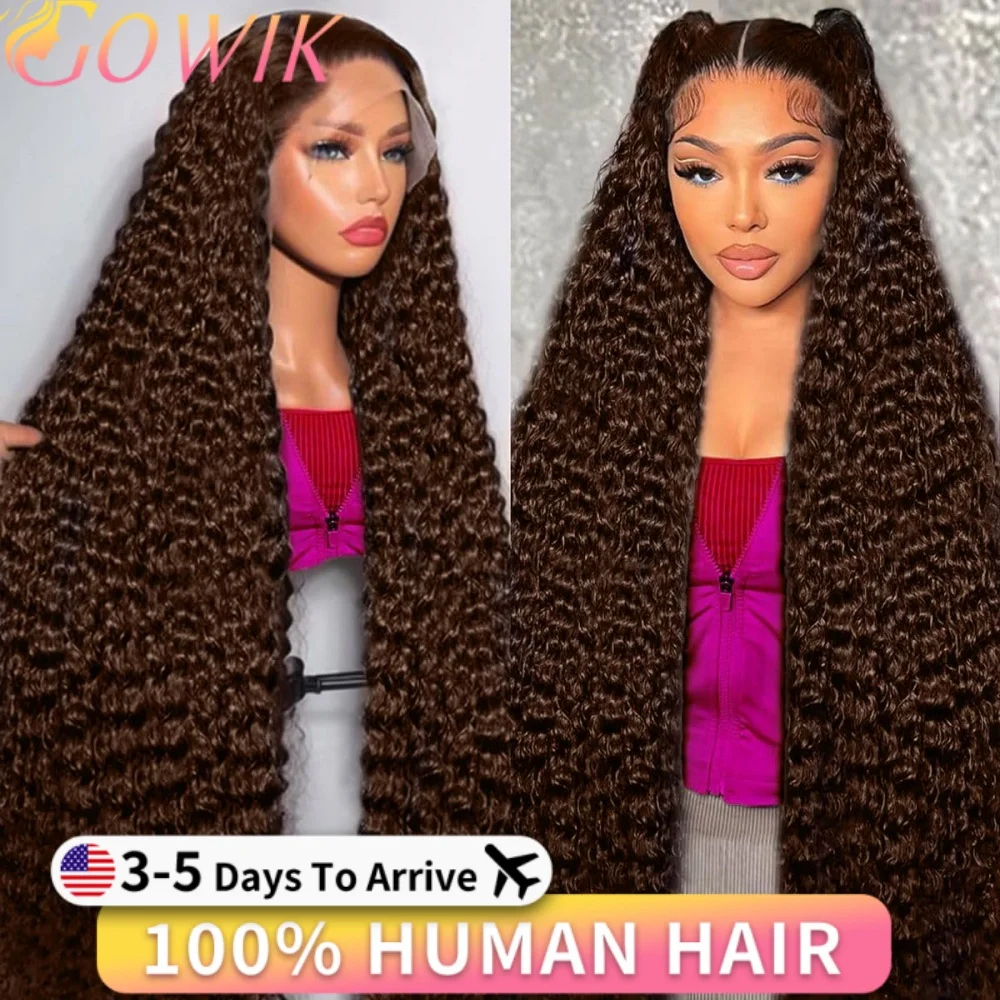 

30-дюймовый шоколадно-коричневый парик спереди, человеческие волосы, плотность 200%, объемная волна, 13x6 HD, парики спереди, человеческие волосы, предварительно выщипанные для женщин