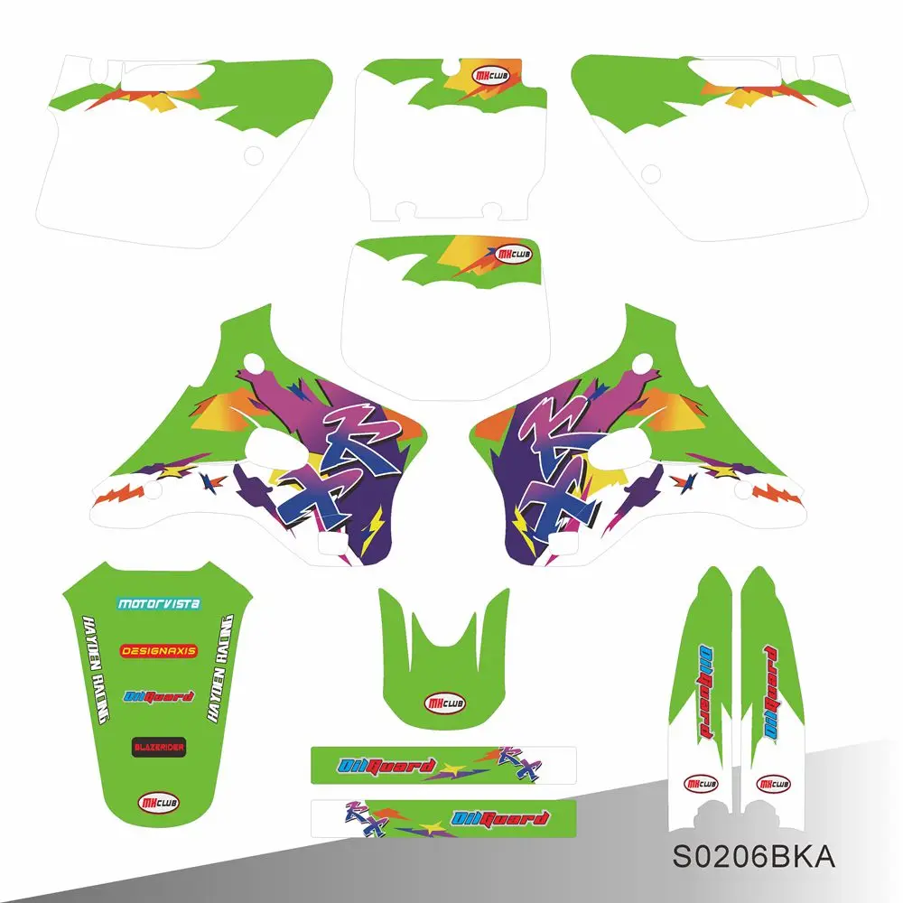 Für KAWASAKI KX125 KX250 KX125 KX 250 1994 1995 1996 1997 1998 Vollständige Grafik-Aufkleber, Motorrad-Hintergrund, individuell