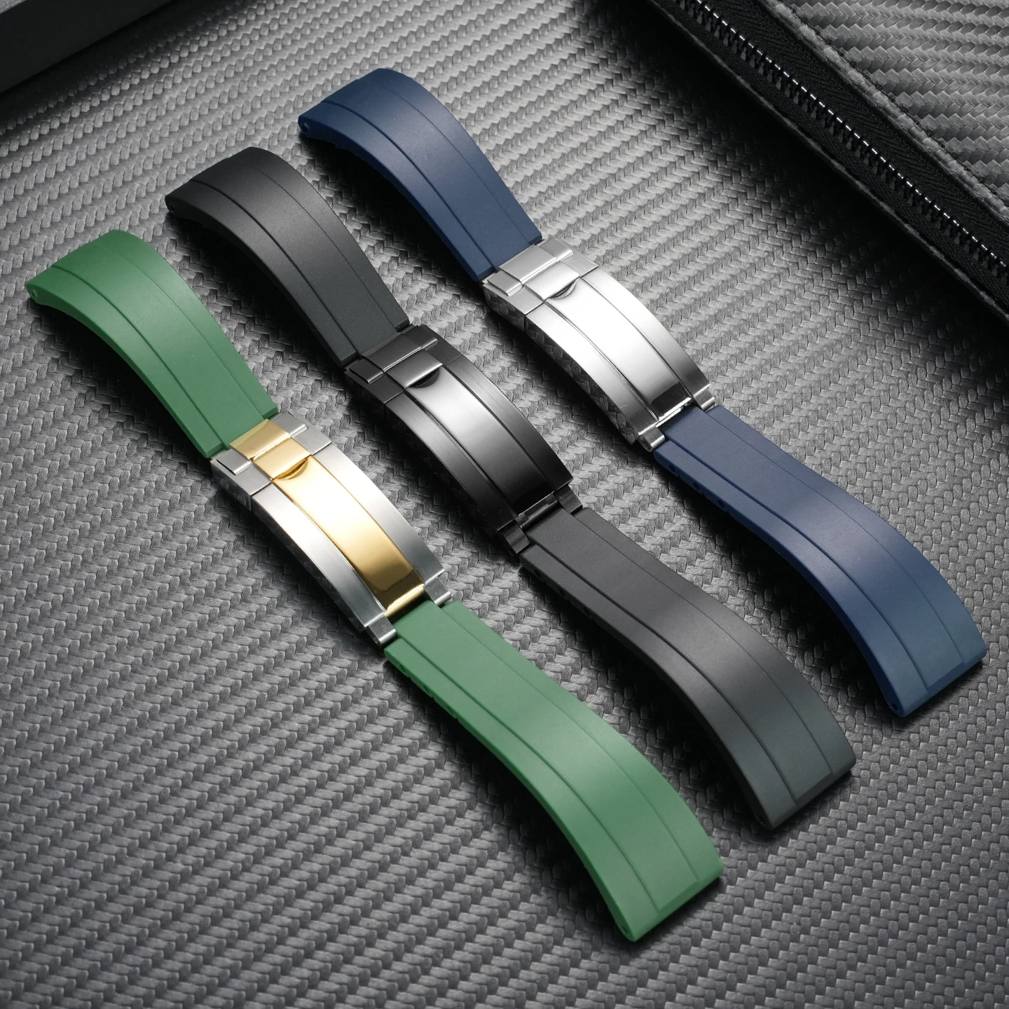 ل رولكس أزرق أسود أخضر شبح الماء دايتونا غرينتش مينيسو منحني المطاط مزدوج سايلنت سيليكون حزام مقاوم للماء 20 مللي متر