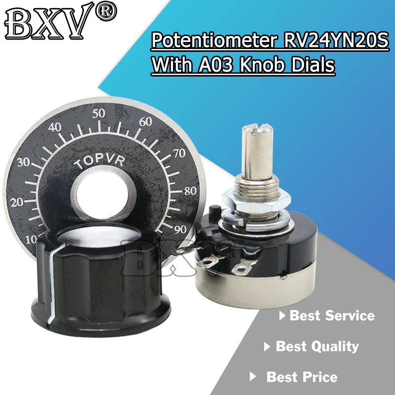 1sets (3PCS) RV24YN20S 1K 2K 5K 10K 50K 100K 500K Ohm Single Turn Carbon Film Dreh Kegel Potentiometer Mit A03 Knopf Zifferblätter Neue