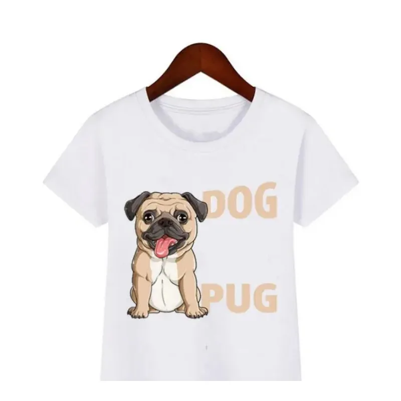 Meninas e meninos Animal Print T-shirt, Pug legal, patinação, roupas infantis kawaii, amor de cachorro, verão