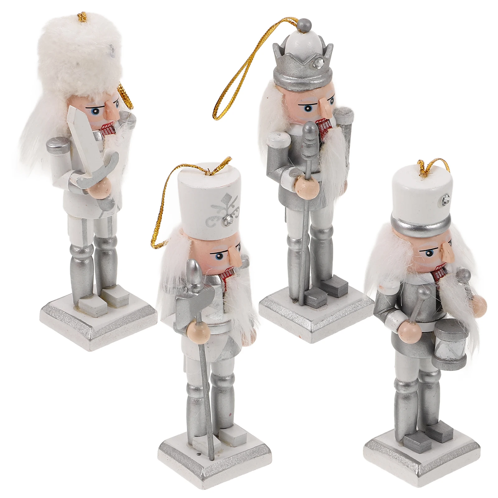 

4 pcs 5inch Soldier Figures Resin Christmas Decor Nutcracker Pendant Holiday Ornaments Tabletop Decorations