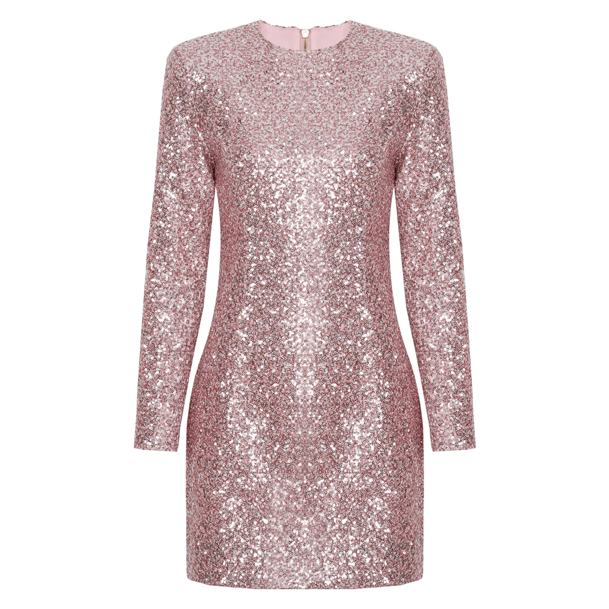 

26111 New Fashionable Bling Bling Sparkling Charm Commuting Stage Banquet Party Dress Round Neck Long Sleeve Dress