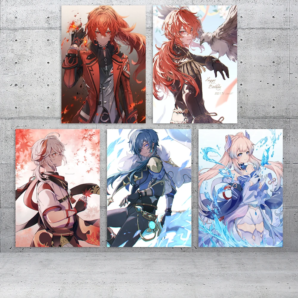 Home Decor Poster Genshin Impact Wall Art Tartaglia Canvas Prints Shikanoin Heizou Painting Pictures Anime Living Room Modular